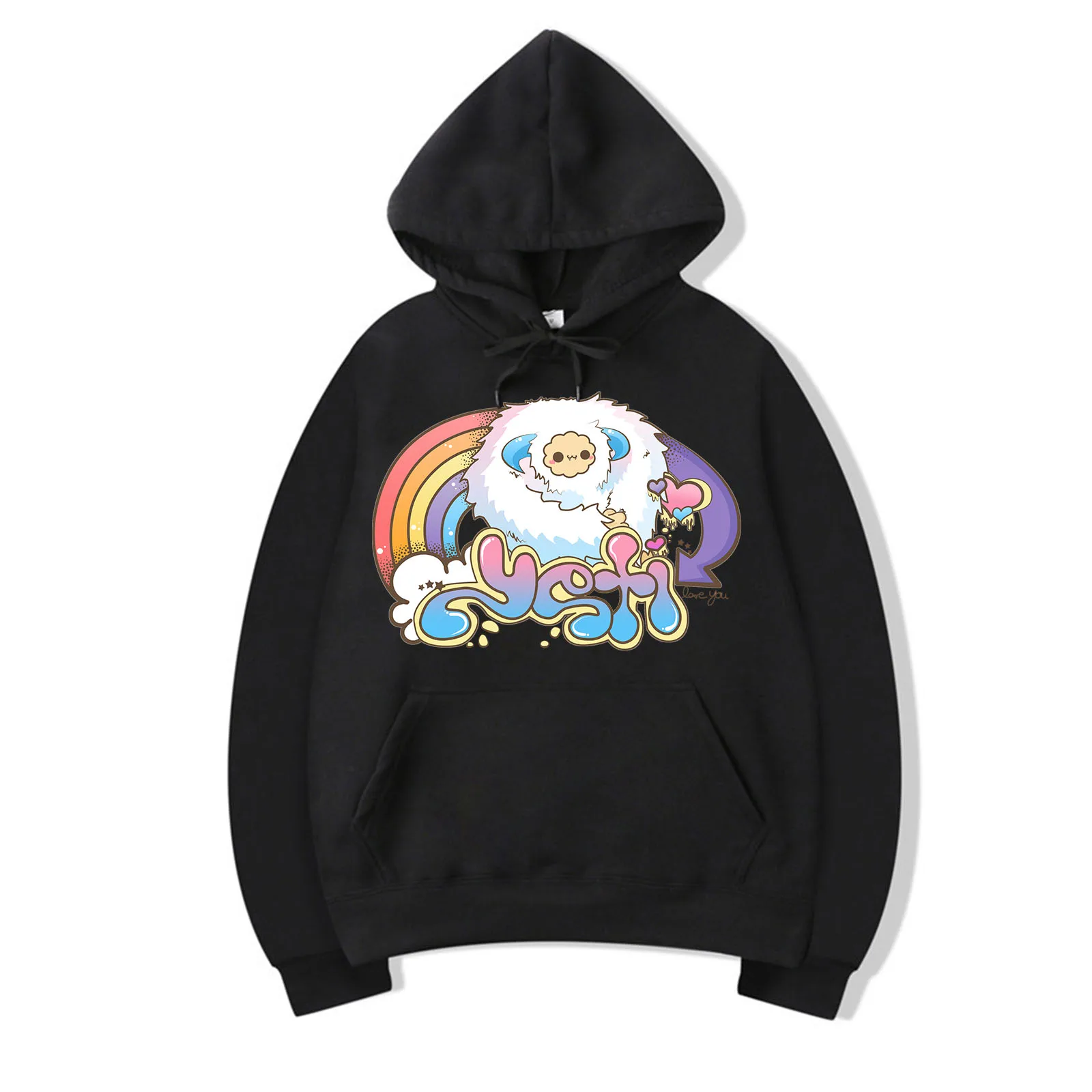 

Hoodie Colorful Rainbow Background Girl Graphic Women Sweater Long Sleeve Print Loose Casual Female Hoody Top