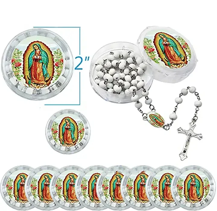 12-Piece Virgen de Guadalupe Scented Rosary Necklaces 3