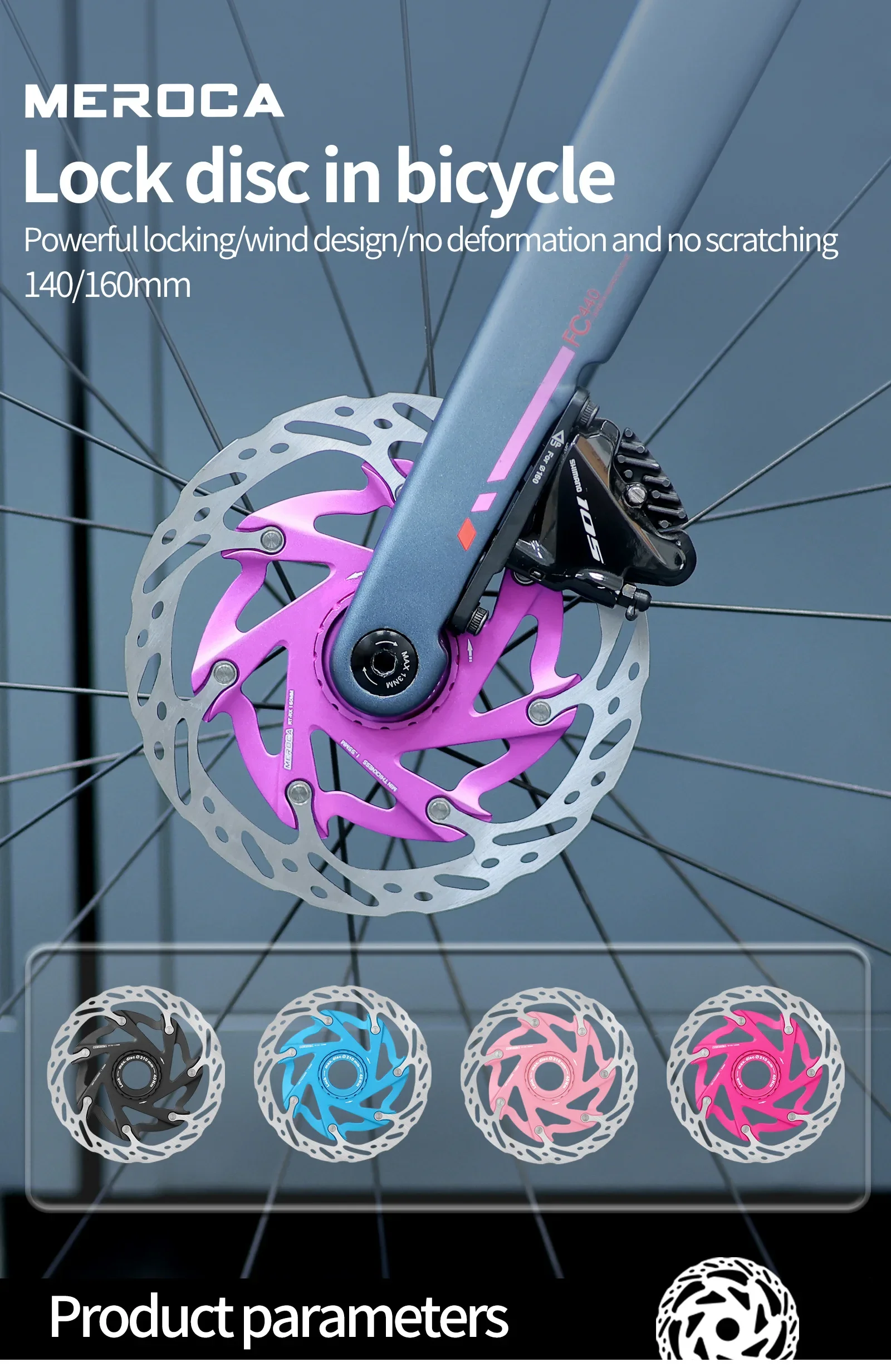 MEROCA XR Ultraleichter Fahrrad-Mittelsperrrotor 140 mm/160 mm für Mountainbike und Rennrad-Scheibenbremse mit Wärmeableitung – Detail 1