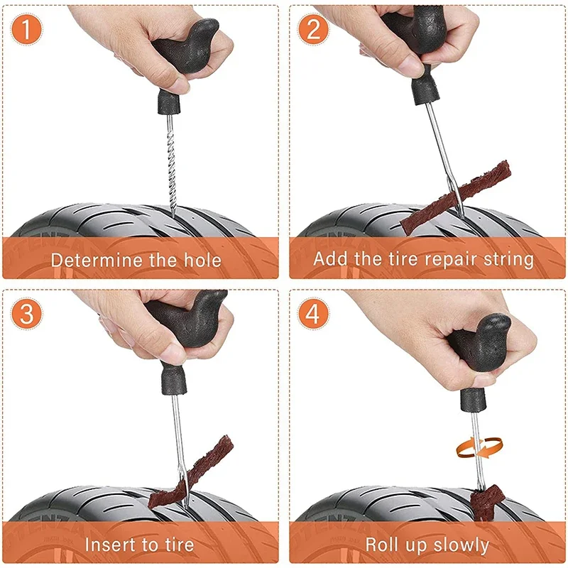 Car Tire Repair Tools Kit with Glue Rubber Stripes