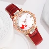 Red Women Watch 5PCS/Set Leather Strap Quartz Wristwatch Red Heart Laser Face Dial Watch Heart Alloy Jewelry Set Gift For Mom 4