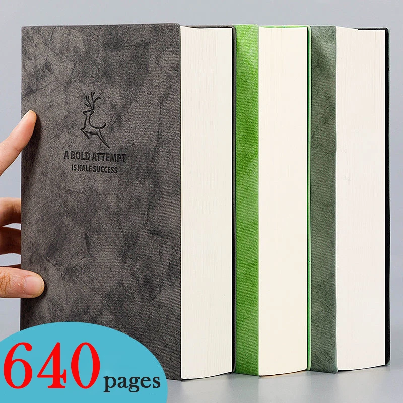 

Super Thick Blank Book,80gsm,320sheets Leather Sketchbook A5 Journal Notebook Daily Business Office Work Notepad Stationery Gift