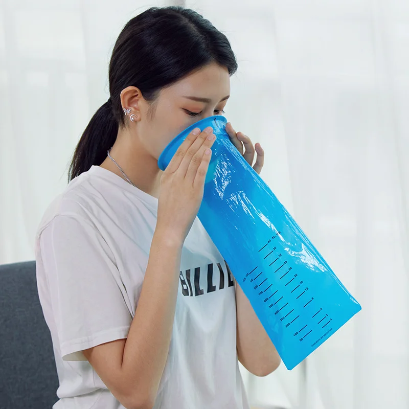 10Pcs 1000ML 일회용 여행 자동차 모션 질병 메스꺼움 구토 임신 응급 구토 패키지 소변 가방 메스꺼움 구토 가방