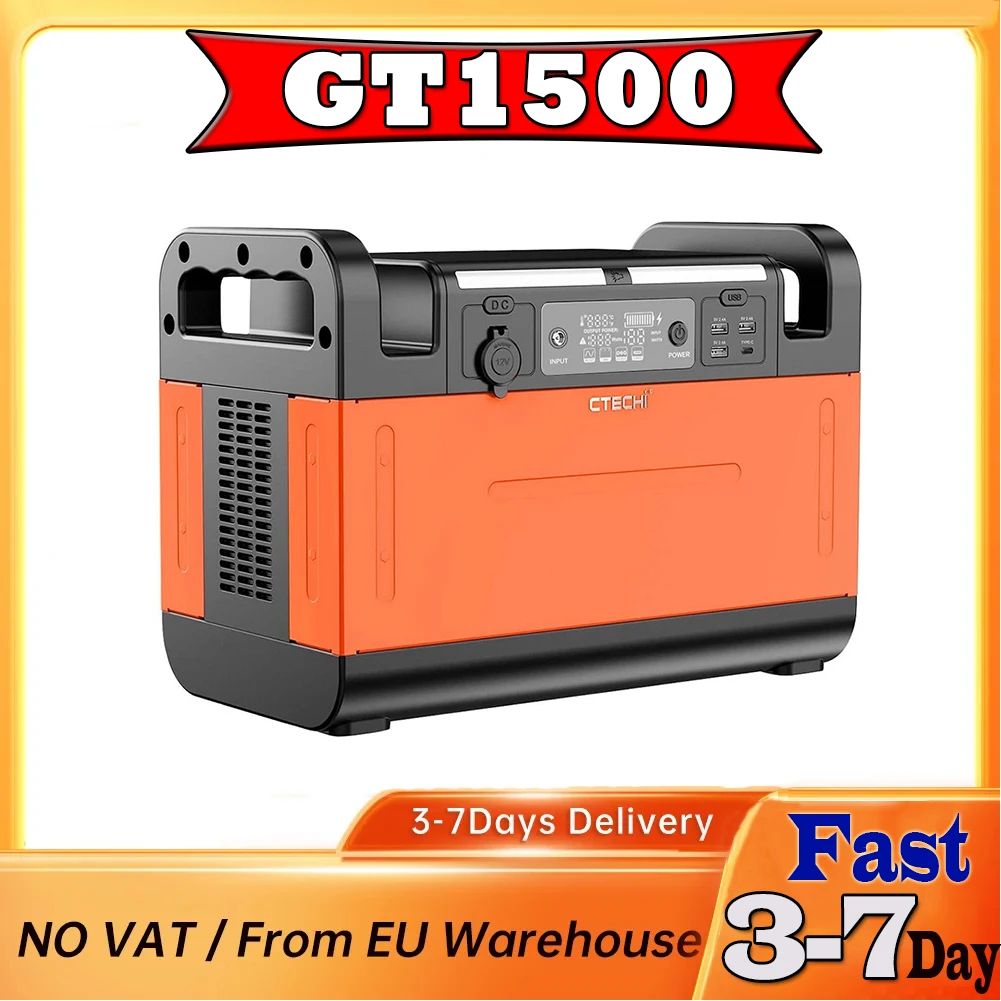 Ctechi Gt1500 1500W Centrale Elettrica Portatile Generatore Solare A Onda Sinusoidale Pura 1210Wh Batteria Lifepo4 7 Prese Batteria Camper