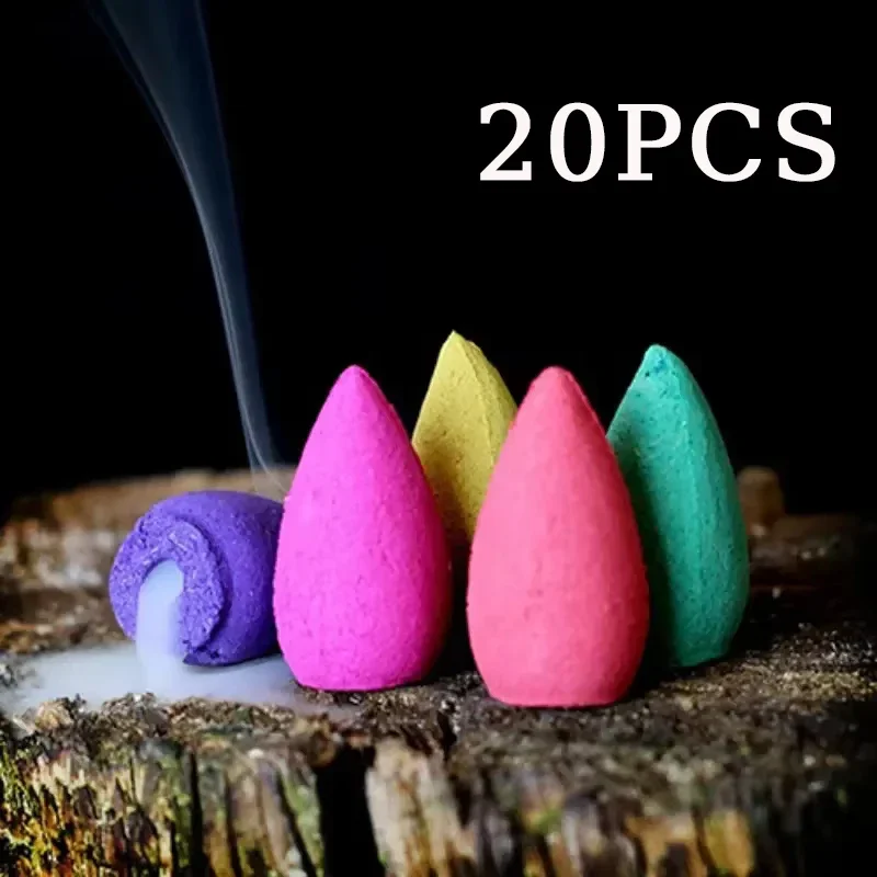 Backflow Incense Cones 20pcs Mix Natural Reflux Incense Rose Jasmine Lavender Cones Backflow Incense Cones Sandalwood Mix Natural