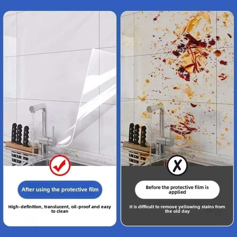 Description Picture 4 of itemOil Proof Wall Protector Film Electrostatic Adsorption Heat-resisting Waterproof Sticker Transparent Wallpaper Kitchen