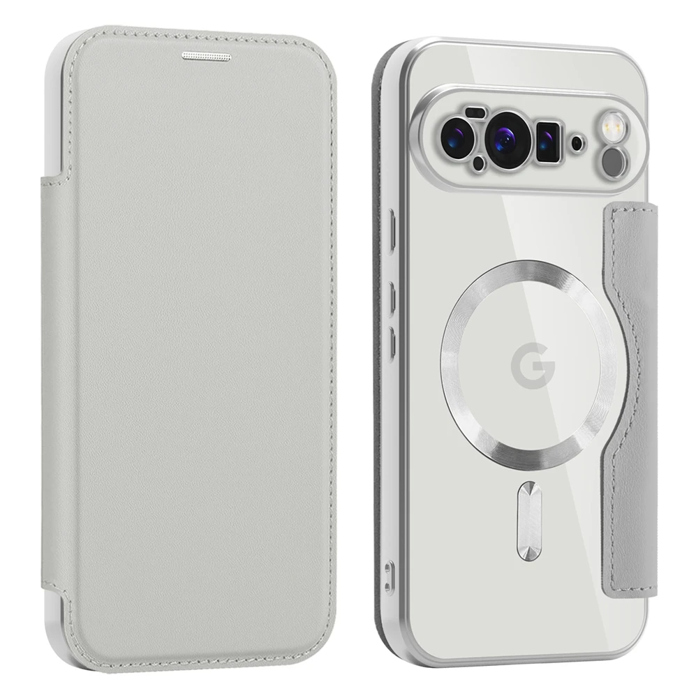 Enhanced Wireless Charging Magnetic Wallet Case with Card Slots and Anti-Fall Leather Design