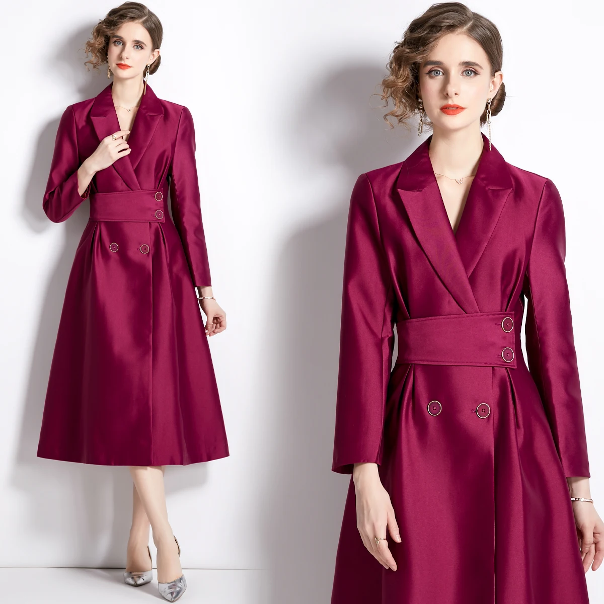 

Autumn Winter Temperament Office Blazer Coat Women Double-Breasted coat
