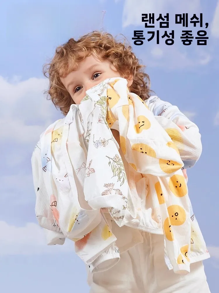 경량 통기성 순면 옷 에어컨 스웨터 봄 여름 야외 후드 얇은 가을 코트 남아 여아용