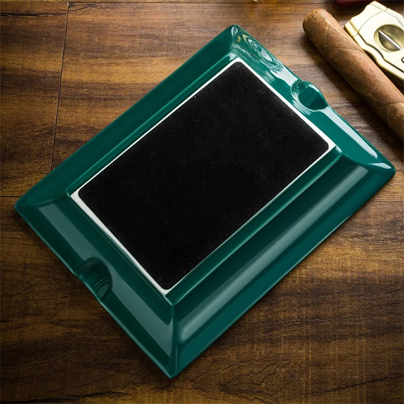 Ceramic Cigar Ashtray Simple Large Home Living Room Decoration Tabacco Ash Holder Tray Green Horse Gift Box Package CA-023