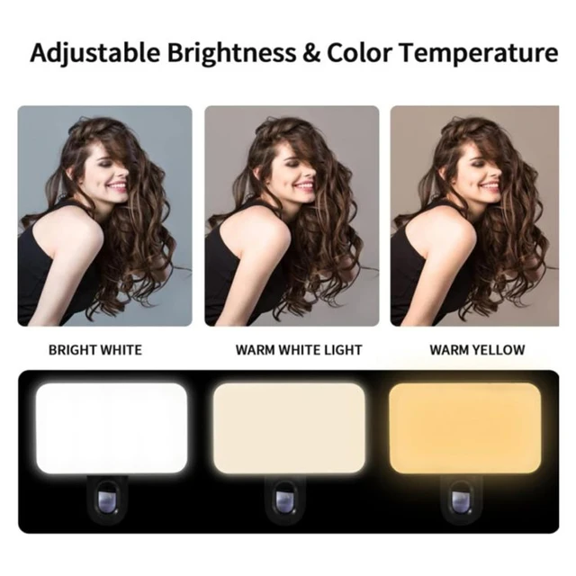 New Portable Mini Selfie Fill Light 3 Modes Adjustable Brightness Rechargeable Clip On For Mobile Phone Computer Fill Light 3