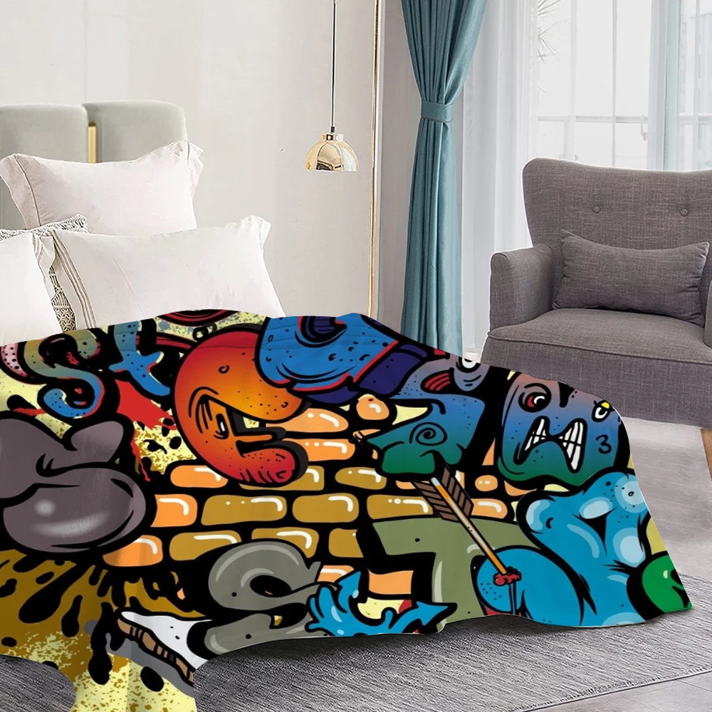 Graffiti Blanket Customizedt Blanket Cozy Warm Fleece Blanket Halloween Decoration For Couch Sofa Bed 4