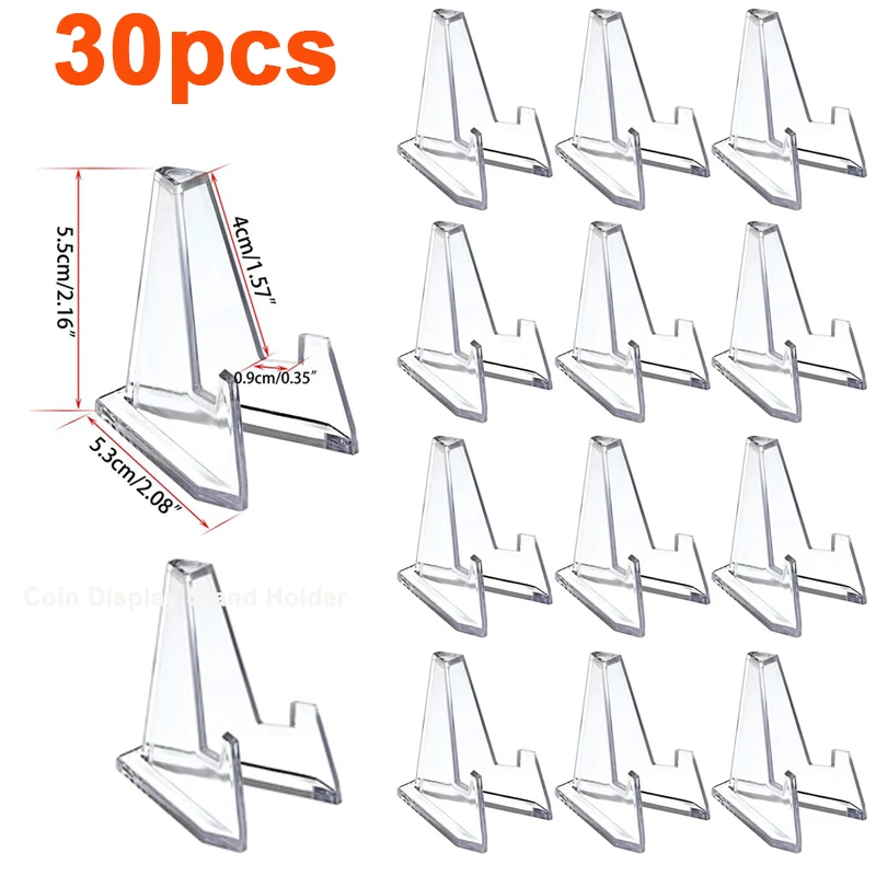 10/30pcs Clear Acrylic Coin Display Stand Holder Small Easel Rack Card
