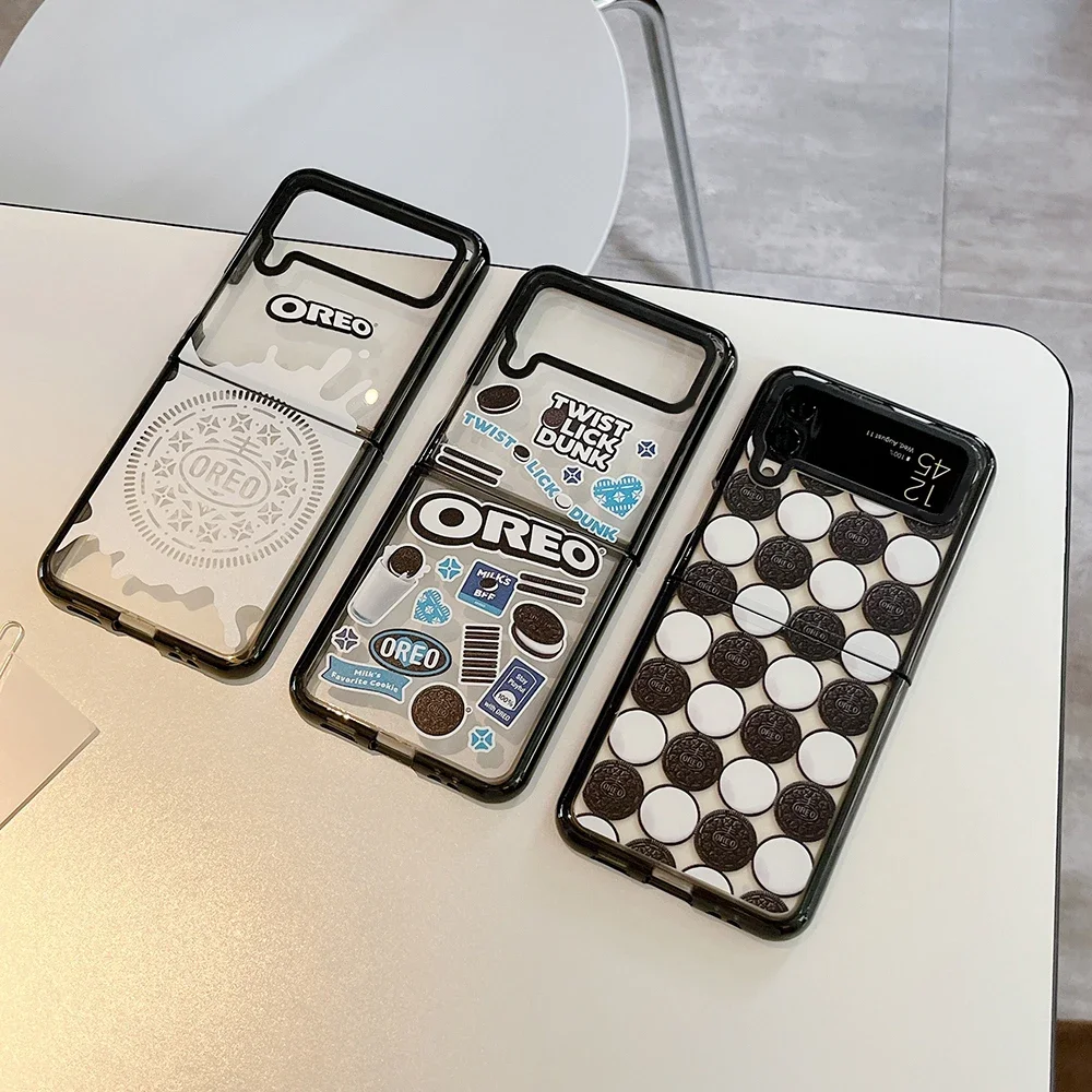 Новинка 2023, прозрачный чехол для телефона Oreos бисквит для Samsung Galaxy Z Flip 3 4 5 дюймов, жесткий противоударный чехол из поликарбоната