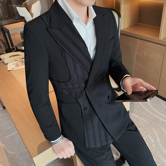 Blazer de pana para hombre, chaqueta ajustada informal, traje guapo, traje  de moda, abrigos, novedad de 2023 - AliExpress