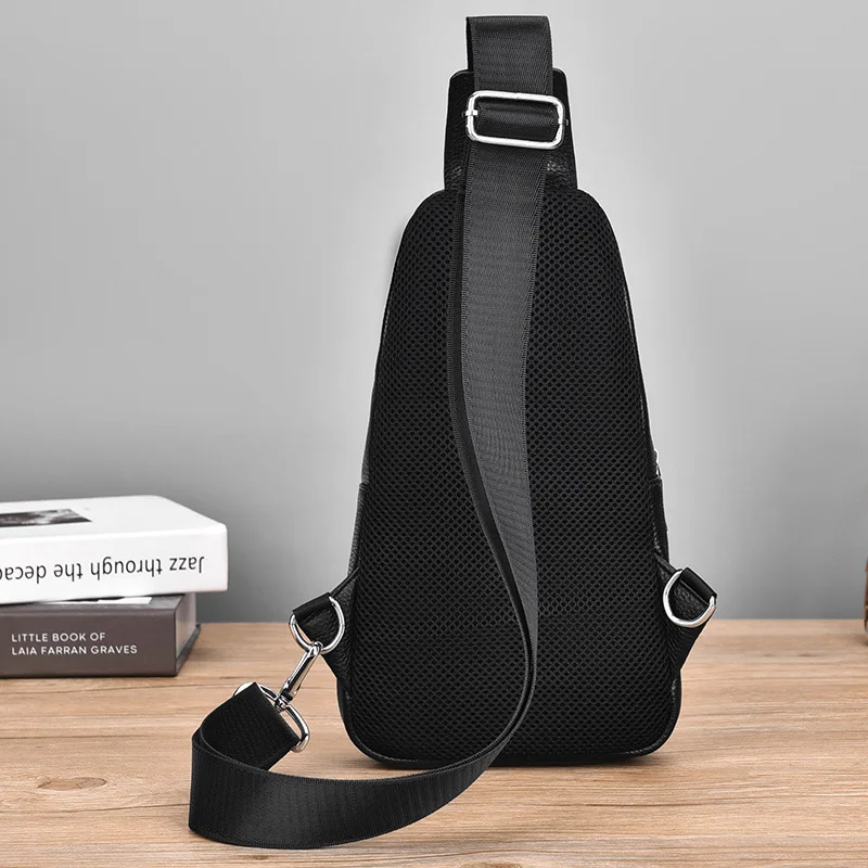 New Men's Genuine Leather Chest Crossbody Bag Top Layer Cowhide Portable Shoulder Bag for Outing
