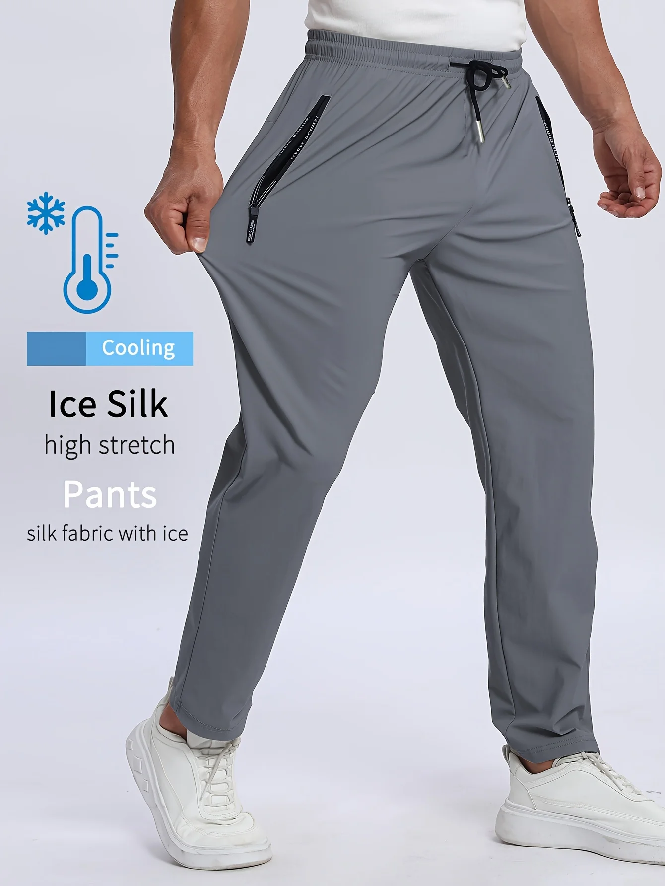 Breathable plus size men’s casual jogger pants – quick-dry elastic waist sport trousers 02
