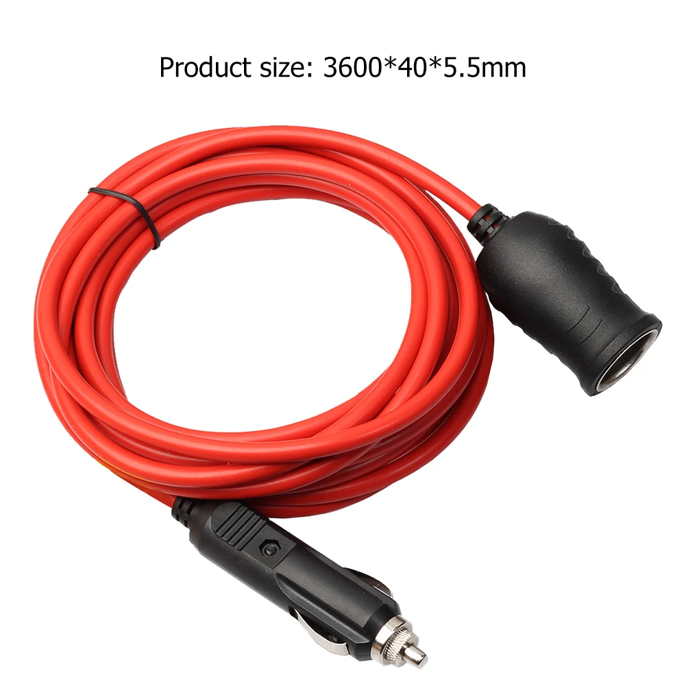 12V 24V 10A 자동차 시거잭 연장 코드 케이블 3.6m/12ft 레드 시거잭 플러그 남성-여성 연장선