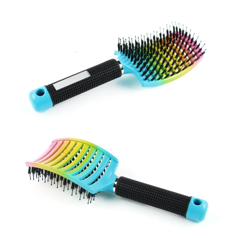 

New Hairbrush Bristle&Nylon Detangle Curved Vented Hair Brush Women Hair Scalp Massage Comb Wet/Dry Hairdressing Styling Tools
