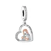 Fit Original Pan Charm Bracelet 100% 925 Silver Mother Son Hold Hands Walk Together Bead For Making Mother's Day Berloque DIY 5