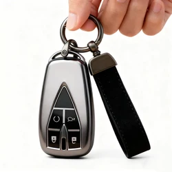 Premium TPU Car Key Case Cover with Keychain - Elegant Auto Accessories (Set 2)