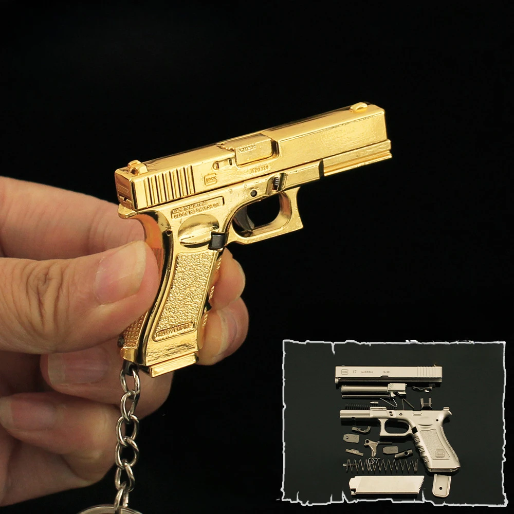 6.5cm Glock G17 Pistol Weapon Model Keychain Metal Game Pendant Ornaments Model Christmas Gifts Children's Toys Gifts for Boys 5