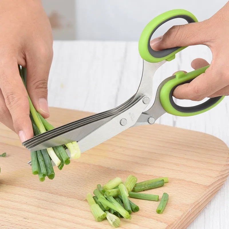 Multifunctional Multilayer Green Onion Scissors Stainless Steel Onion