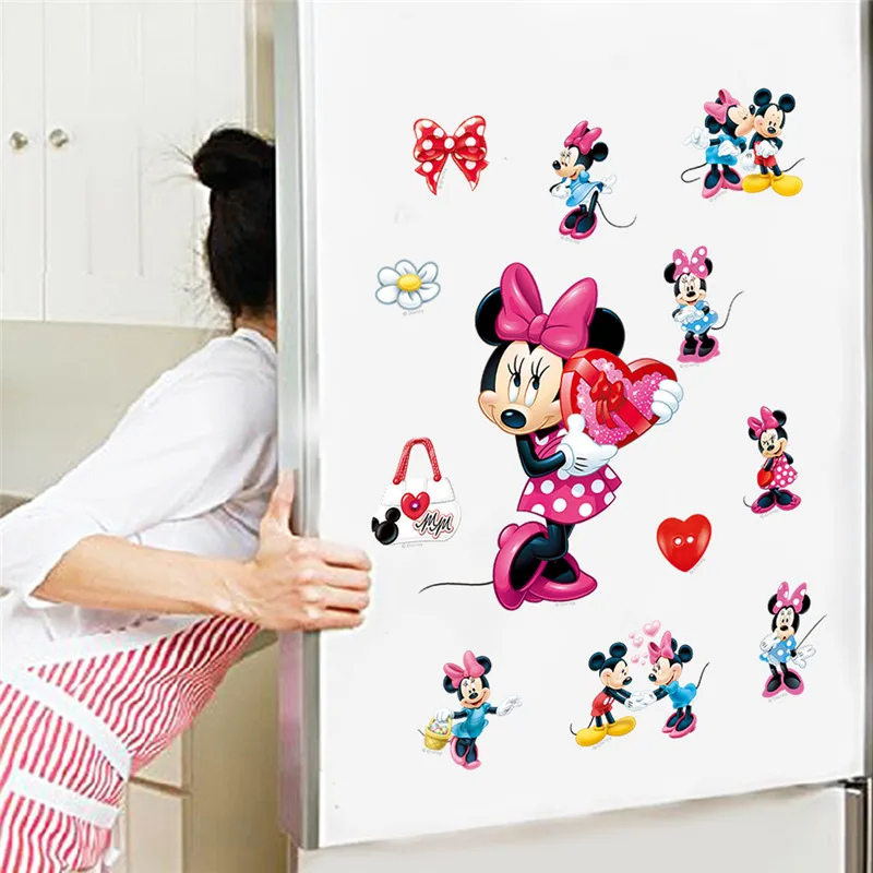 Small Size Mickey Minnie Mouse Baby Home Decals Wall Stickers For Kids Room Baby Bedroom Wall Art Nursery Amusement Park Poste luminous wall stickers wall stickers vinyl decal stickers