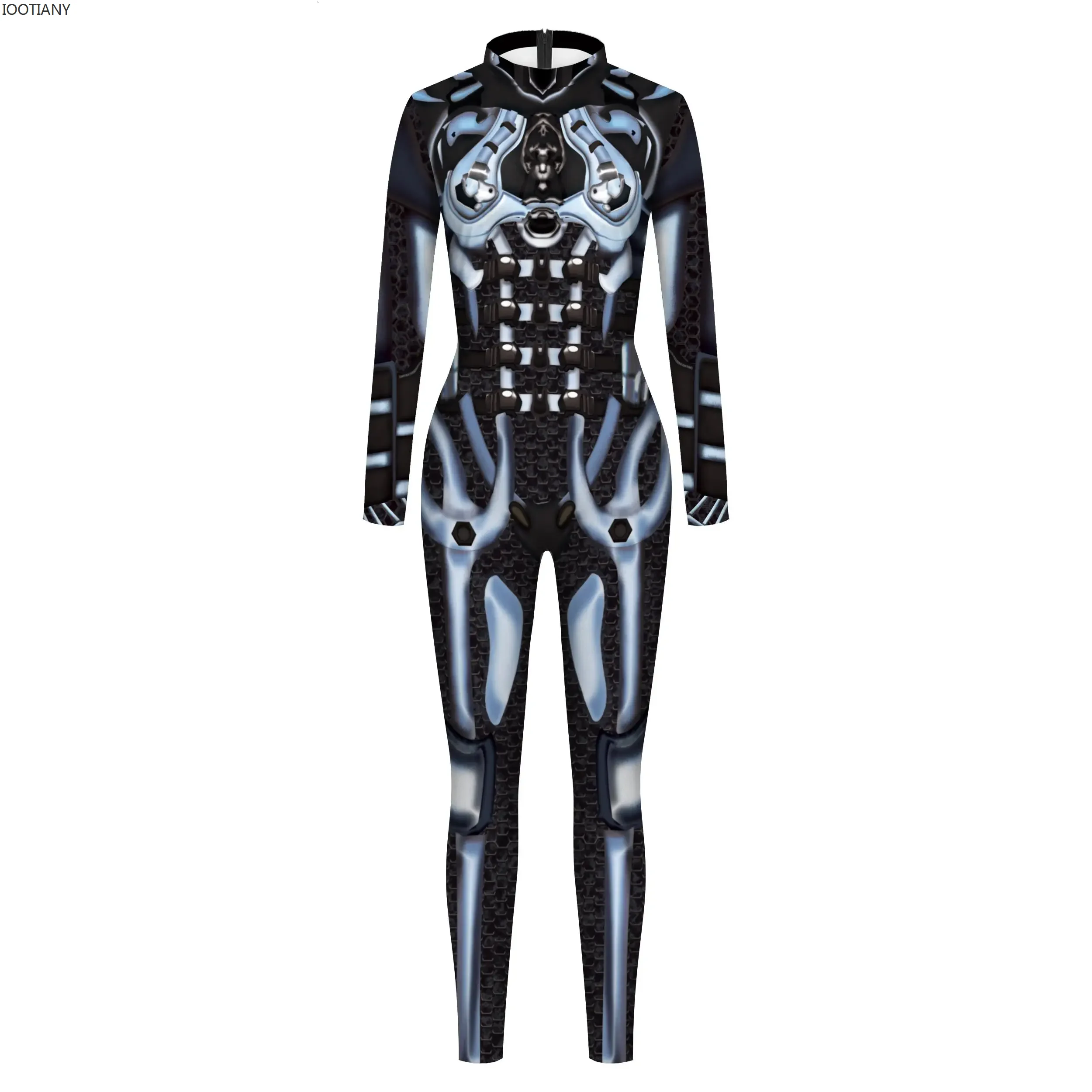 

IOOTIANY Cosplay Costumes For Punk Robot Women Sexy Slim Jumpsuit Punk Mechanical Warrior Zentai Bodysuit