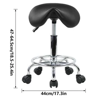 KKTONER Rolling Saddle Stool PU Leather Swivel Adjustable Rolling Stool with Wheels Salon Chair Black 2