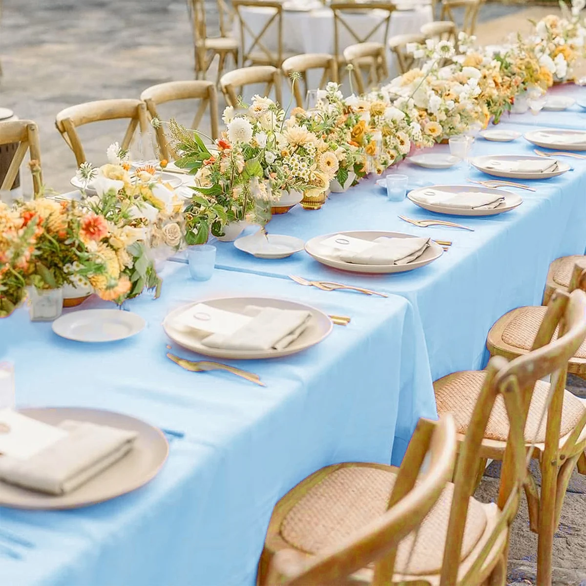 183×137cm Pastel Blue Table cloth Disposable Plastic Table Cover for Wedding Decoration Birthday Party Supplies Table Décor 4