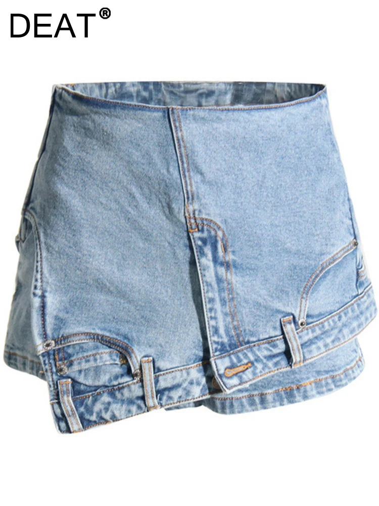 Deat Fashion Women's Shorts Personality Slim Irregular Patchwork