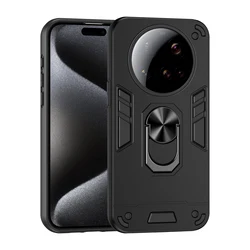 Rugged Shockproof Protective Case with Ring Stand Holder for Xiaomi 15 Ultra (Black)
