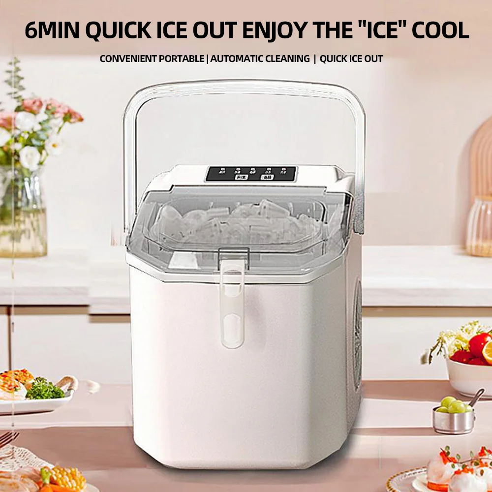 Portable Ice Maker Machine Commercial Smart Mini Ice Machine Furnishing Full Automatic Round Cubes