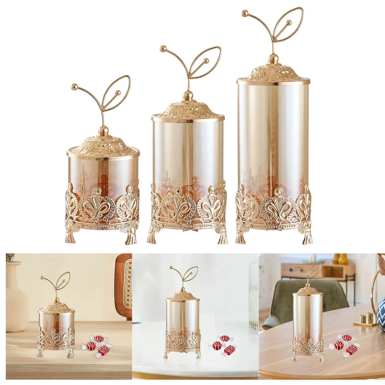 Glass Candy Jar Candy Storage Container Creative European Style Elegant Candy Jar for Living Room Office Holiday Desk Decor 4
