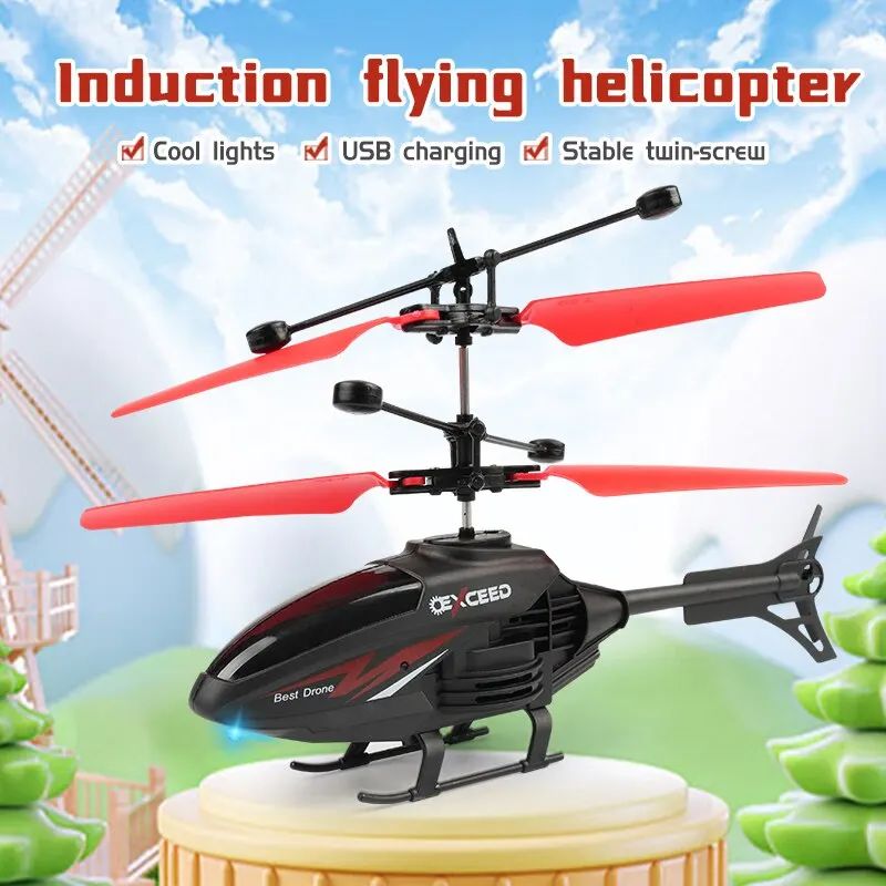 

Two Channel Remote Control Suspension Helicopter Drop Resistant Induction Suspension Aircraft With Charging LED Light Kids Toy