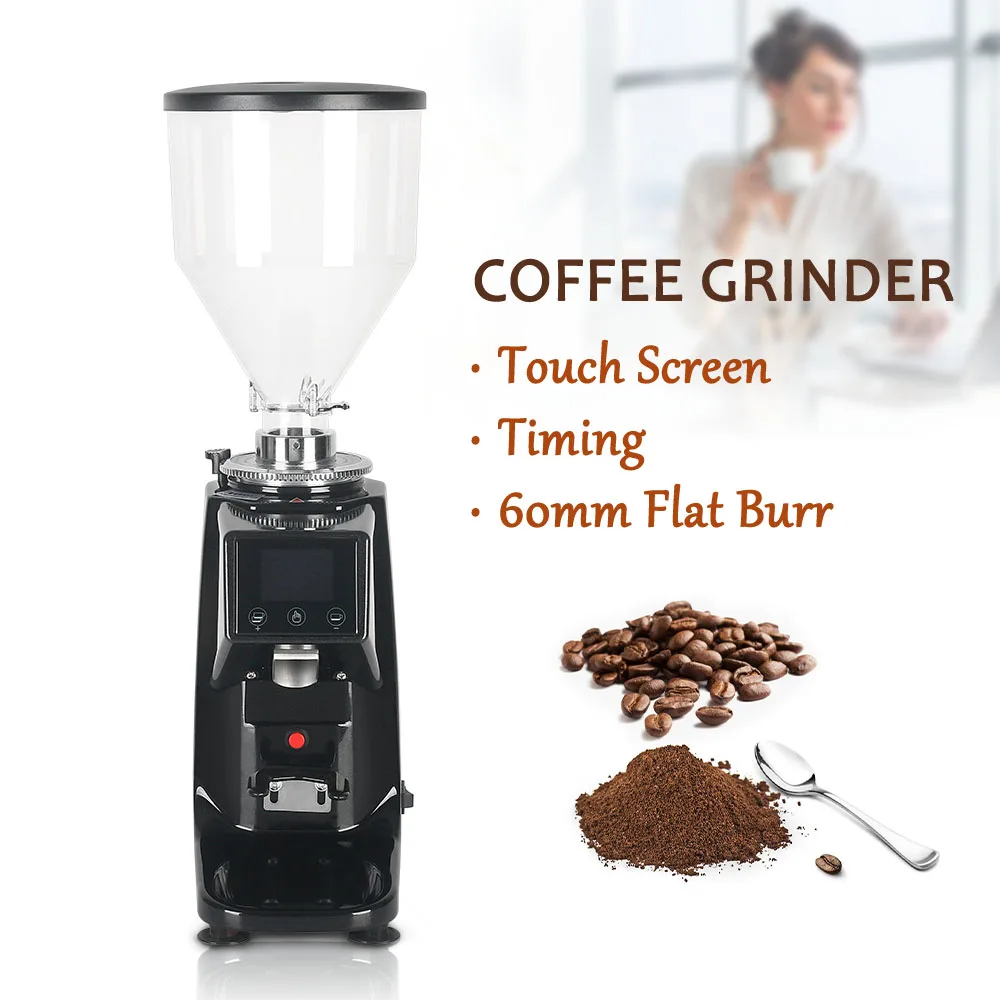 ITOP 60mm Flat Burr Coffee Grinder Touch Screen Timing 500g Hopper Aluminum Alloy Housing Commercial Household Espresso Machine 28t 30 teeth htd 3m timing pulley pitch 3mm aperture 4 5 19 20mm aluminum alloy synchronous gear pulley width 6 10 15 20mm