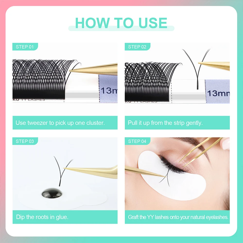 Eyelash Extensions NAGARAKU YY Shape Double and Triple Tips Hand Woven Makeup Mesh Net