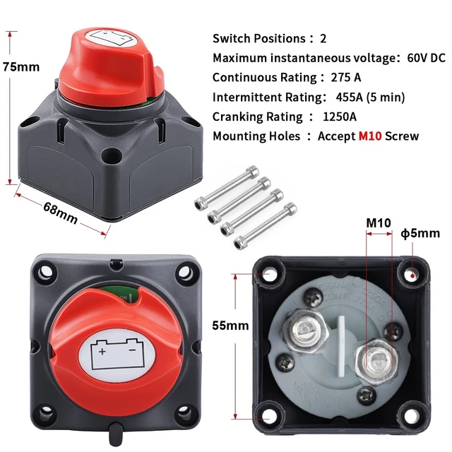 Sélecteur de batterie à clé 12V 300a, isolateur de déconnexion