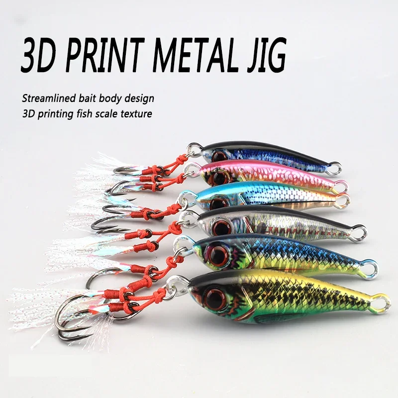 NEW 3D Metal Jig 15g 20g 30g 40g 60g 80g Sea Biomimetic Fish Iron Plate Bait Wobbler Fishing Lure Artificial Ocean Boat Fishing