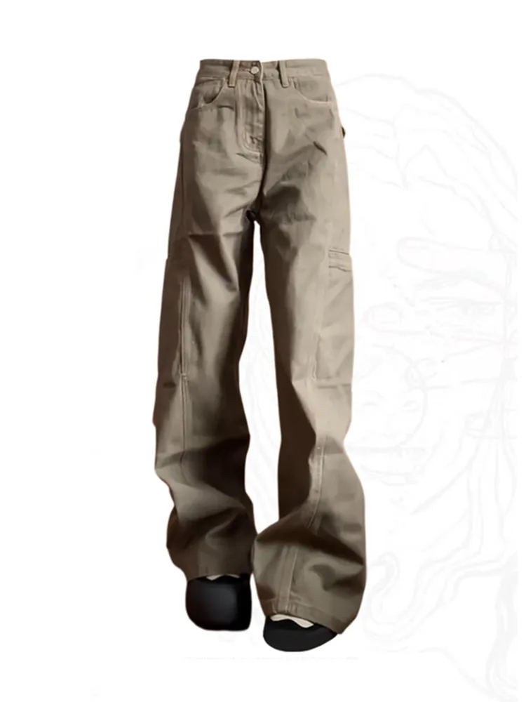 

Japanese Streetwear Khaki Baggy Cargo Pants Spring Summer Fashion Hiphop Straight Casual Long Trousers Classical High Quality