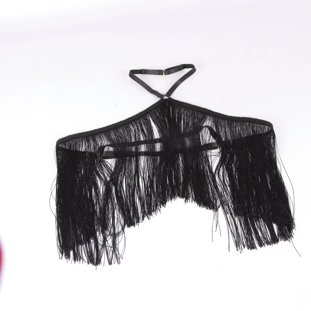 Black Tassel Halter Top Image 5