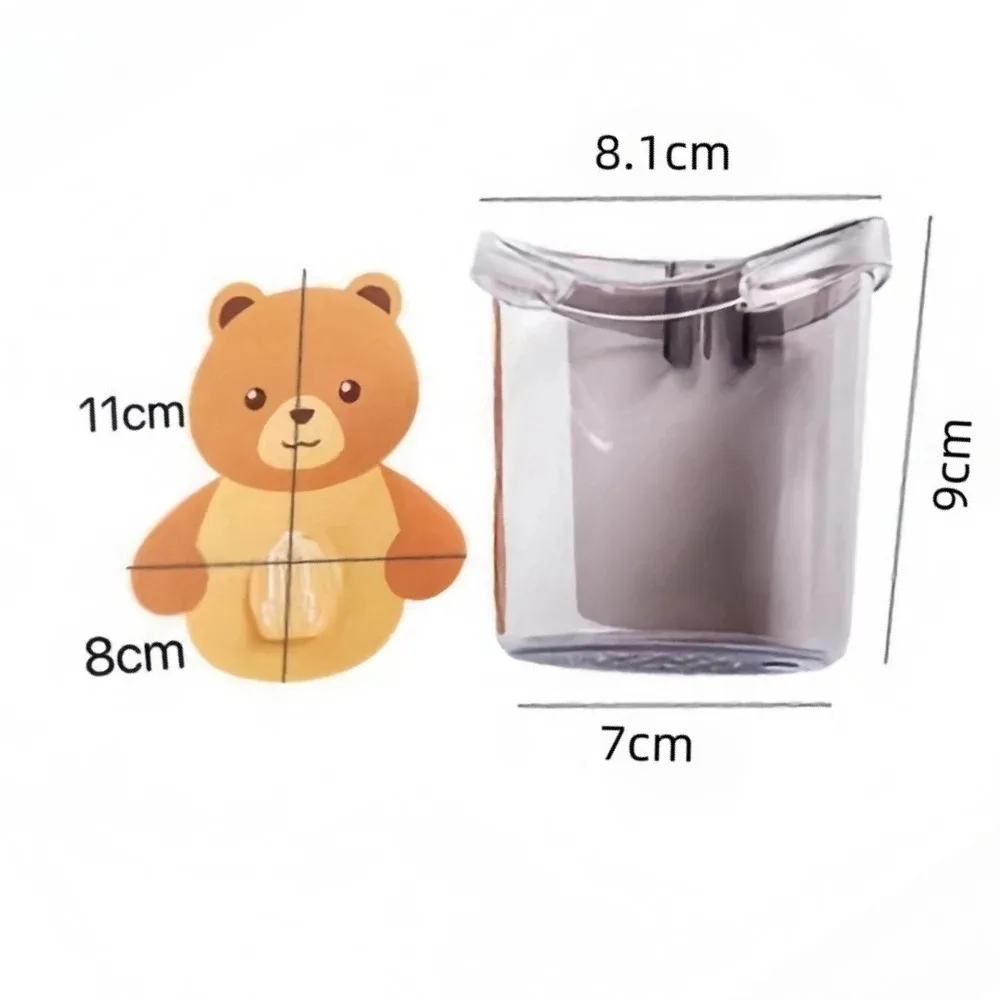 Toothbrush Holder Bear Wall No Drill Wall Mount Kids Bathroom Organizer Cute Non Slip Brush Holder Bath Accessories Shelf
