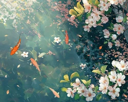 DIY Hand-Painted Lotus & Goldfish Pond Canvas Art Kit - Home Décor & Gift Set - Readyframe 50x65cm (C0998)