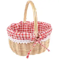 Little Red Riding Hood Basket Rattan Storage Hand-woven Baskets Small Wicker Picnic with Handle 1