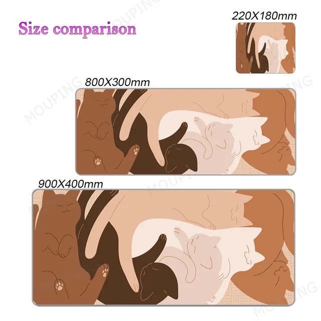 Kawaii Cat Mouse Pad Pink 90x40 Black and White with Cats Xxl Desk Mat Catpaw Mousepad Large Computer Slipmat Anime Accessories 18