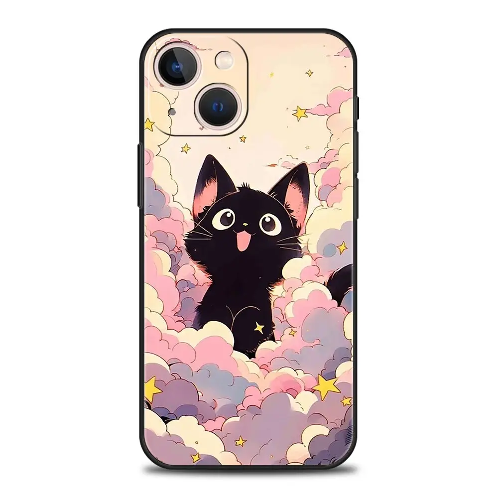 Artistic Black Cat Starry Night Soft TPU Phone Case