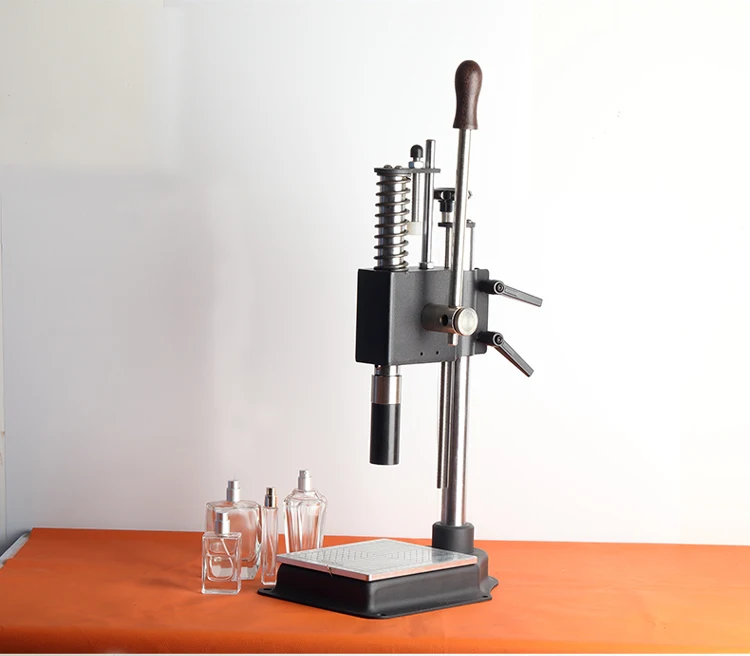 Perfume Bottle Capping Machine Tabletop Manual Pneumatic For Collar Ring Crimpin