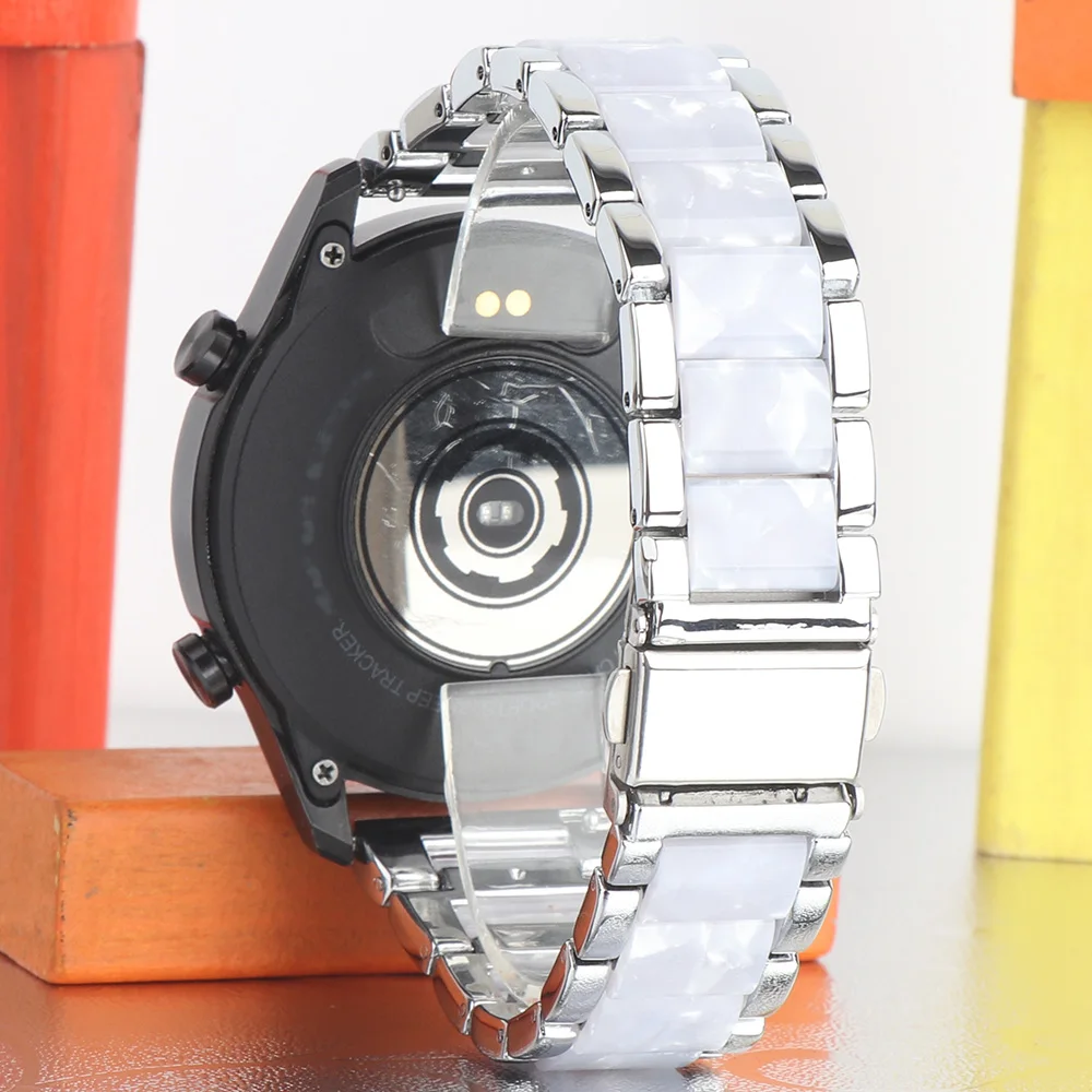 Two-Color Metal Watch Strap, 18mm to 22mm Adjustable Bracelet