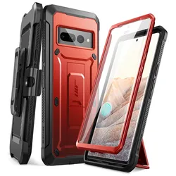 Enhanced Rugged Full - Body Holster Case with Kickstand & Screen Protector for Pc + tpu (Ruddy)